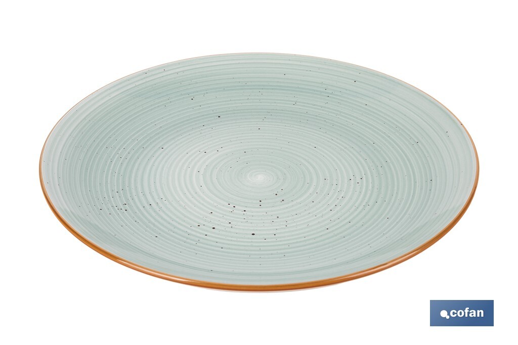 Vajilla de cerámica verde agua pintada a mano | Set de 16 piezas | Apta para lavavajillas, microondas y horno - Cofan