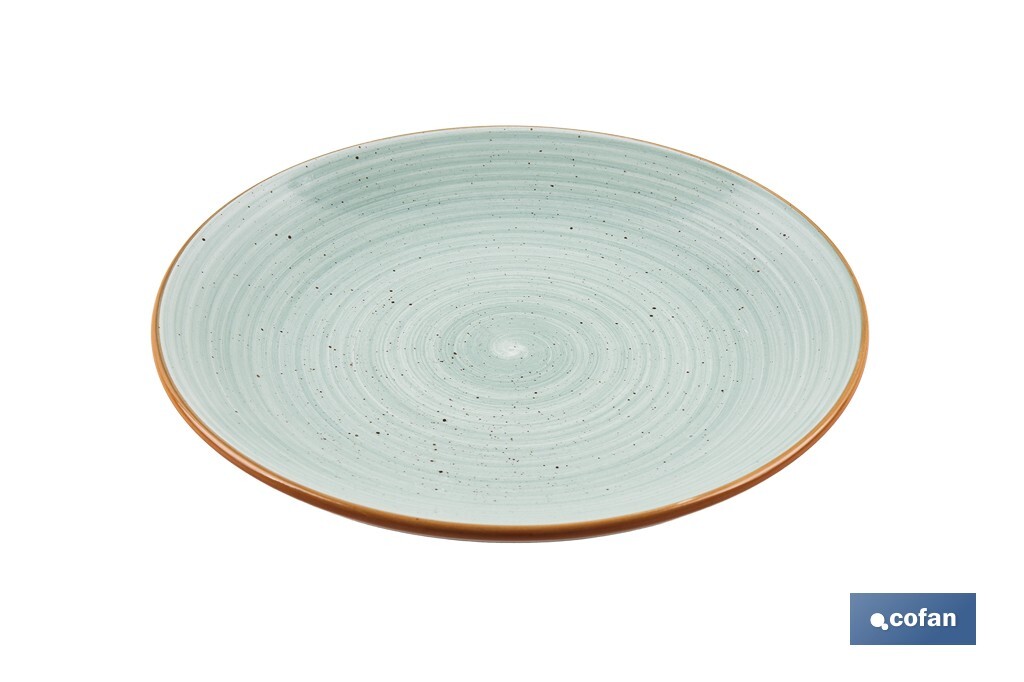 Vajilla de cerámica verde agua pintada a mano | Set de 16 piezas | Apta para lavavajillas, microondas y horno - Cofan