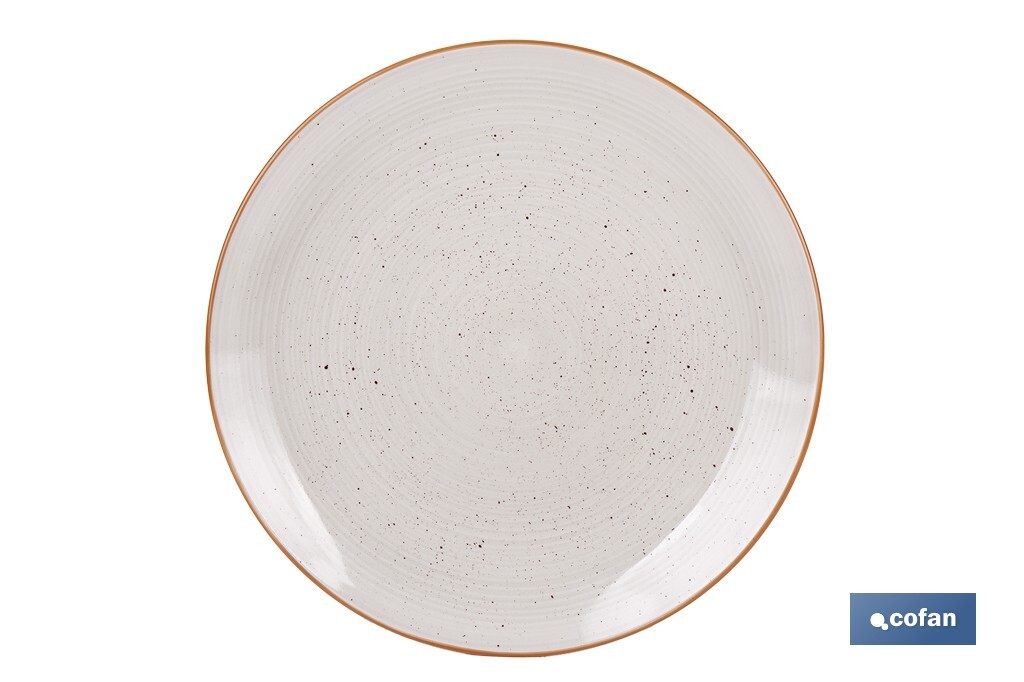 Vajilla de cerámica color beige pintada a mano | Set de 16 piezas | Apta para lavavajillas, microondas y horno - Cofan