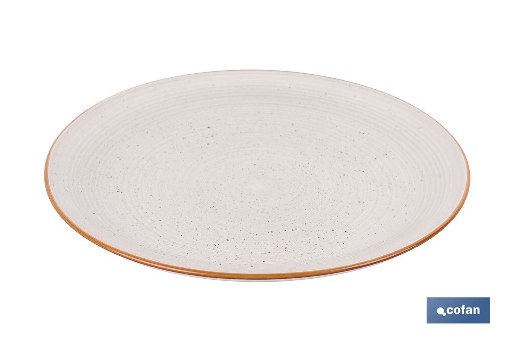 Vajilla de cerámica color beige pintada a mano | Set de 16 piezas | Apta para lavavajillas, microondas y horno - Cofan