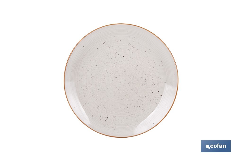 Vajilla de cerámica color beige pintada a mano | Set de 16 piezas | Apta para lavavajillas, microondas y horno - Cofan