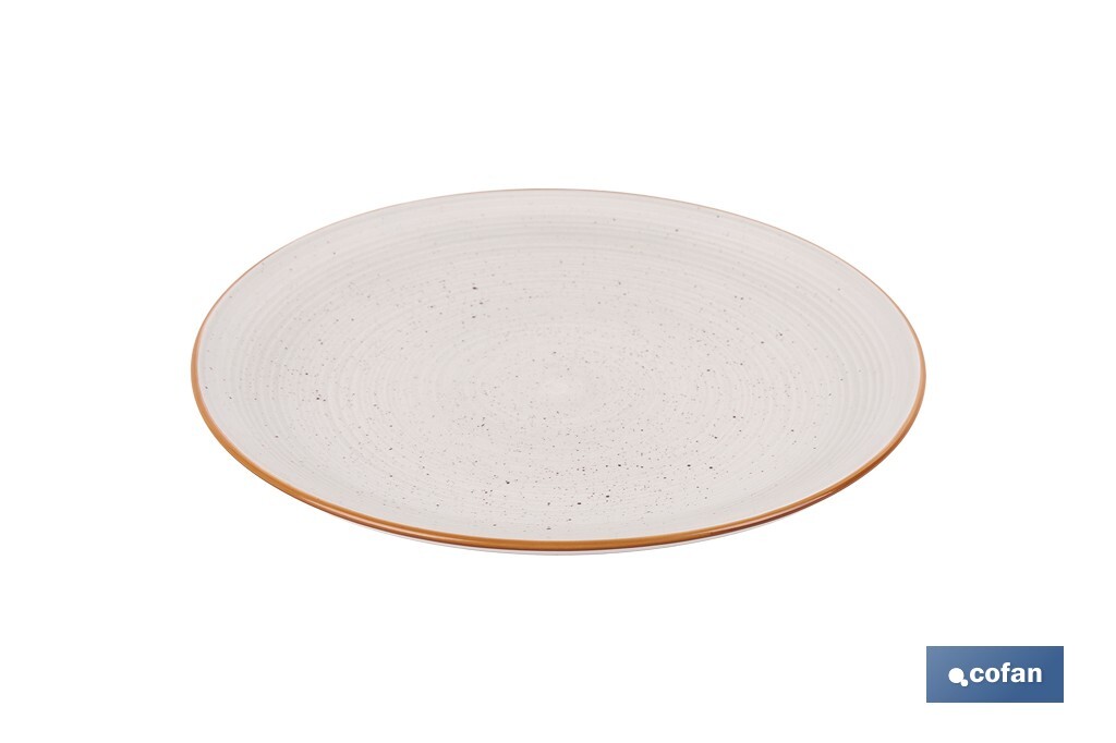 Vajilla de cerámica color beige pintada a mano | Set de 16 piezas | Apta para lavavajillas, microondas y horno - Cofan