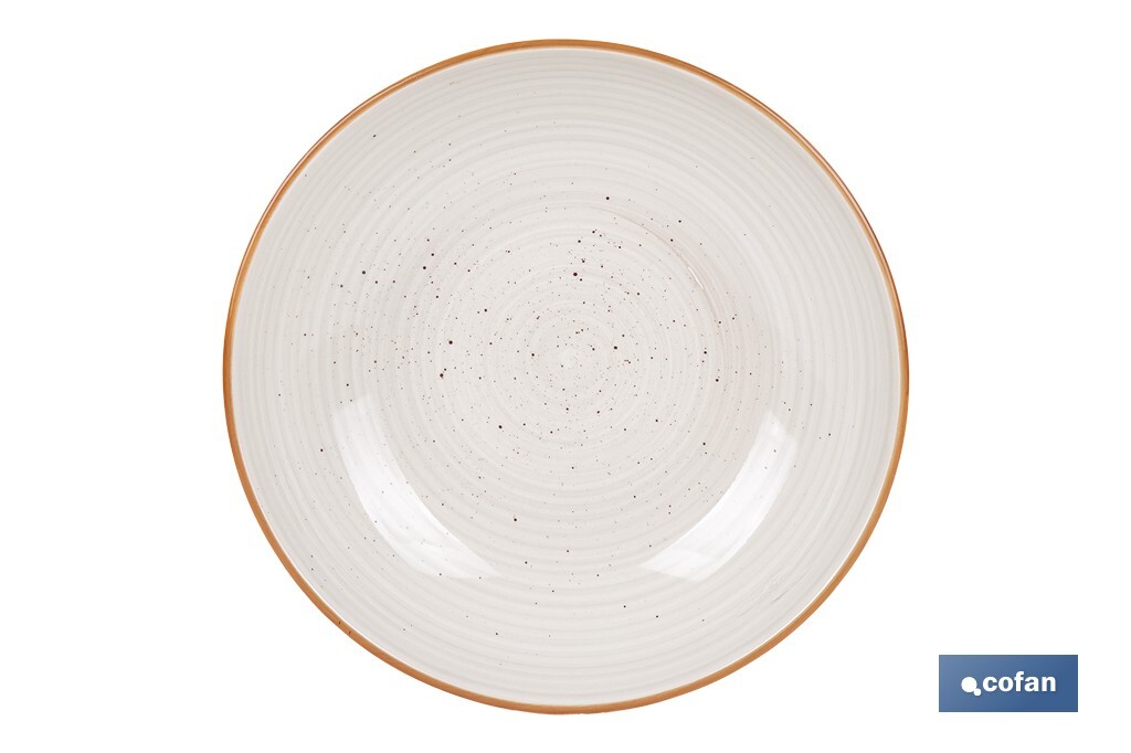 Vajilla de cerámica color beige pintada a mano | Set de 16 piezas | Apta para lavavajillas, microondas y horno - Cofan
