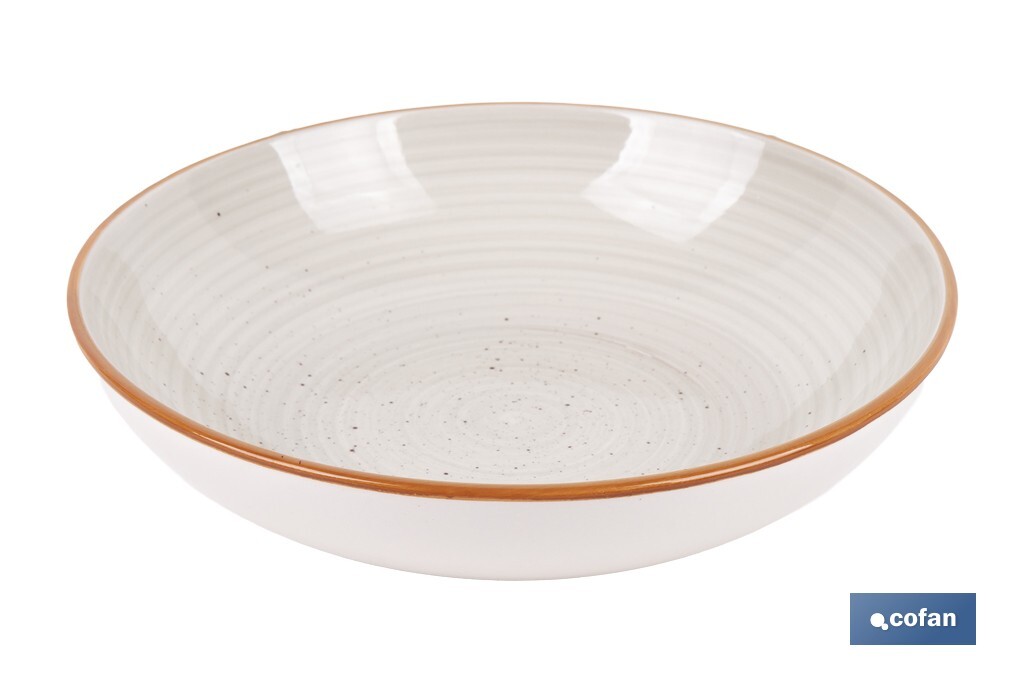 Vajilla de cerámica color beige pintada a mano | Set de 16 piezas | Apta para lavavajillas, microondas y horno - Cofan