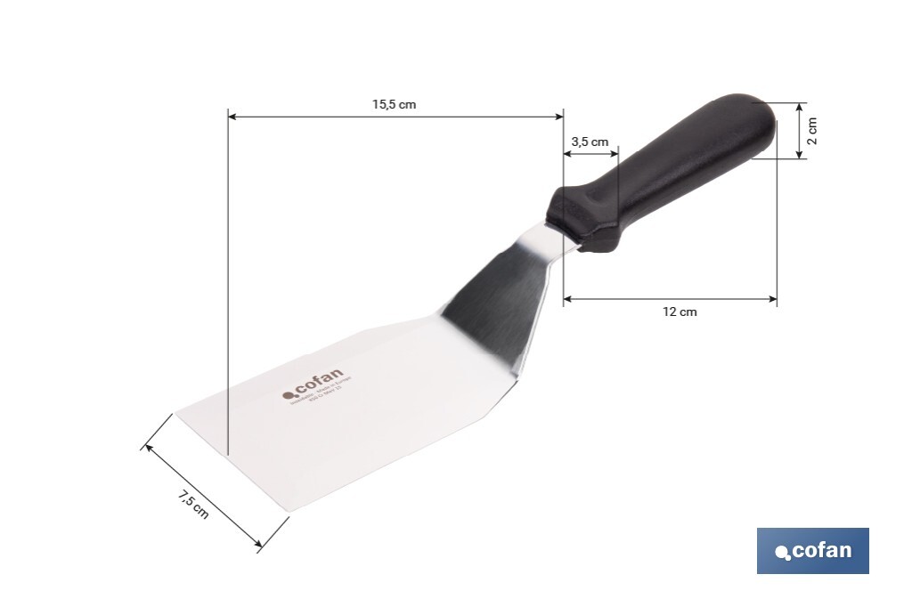 Espátula acodada de acero inoxidable | Perfecta para barbacoas, parrillas y planchas | Mango resistente y ergonómico - Cofan