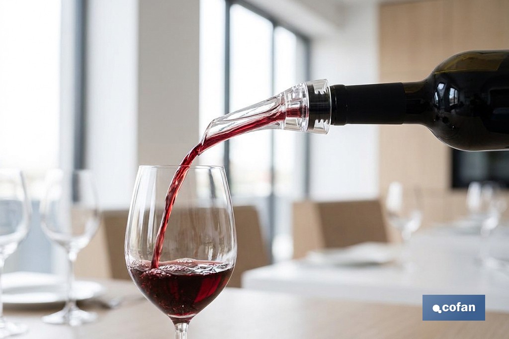 Aireador de vino de ABS y silicona | Decantador de vino transparente | Oxigena y potencia aromas en segundos - Cofan