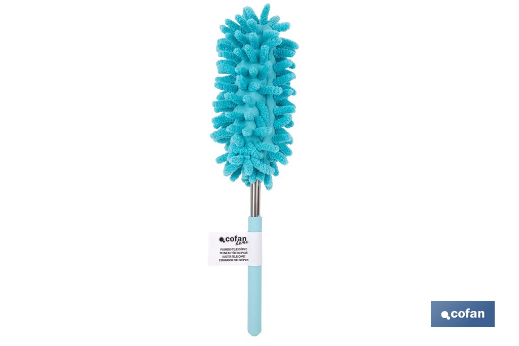 Plumero de microfibra con mango telescópico extensible de 27 a 76 cm. Ideal para altura y rincones - Cofan