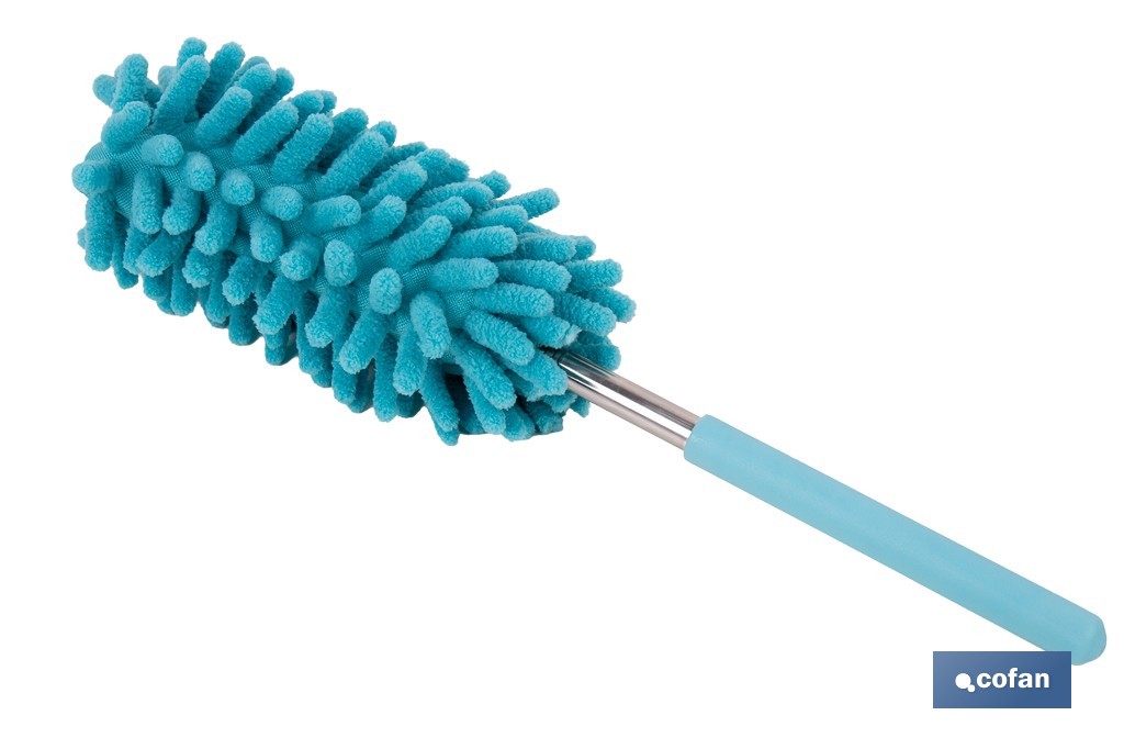 Plumero de microfibra con mango telescópico extensible de 27 a 76 cm. Ideal para altura y rincones - Cofan
