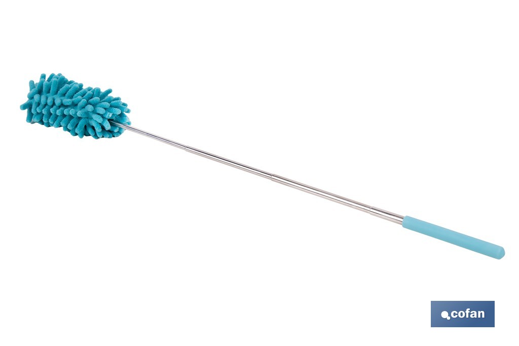 Plumero de microfibra con mango telescópico extensible de 27 a 76 cm. Ideal para altura y rincones - Cofan
