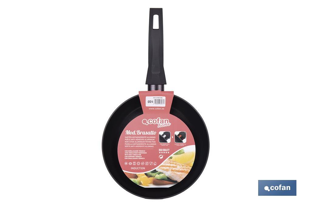 Non-stick aluminium frying pan, Brasatto Model | Diameter from 160 mm to 320 mm | With flameproof ring - Cofan