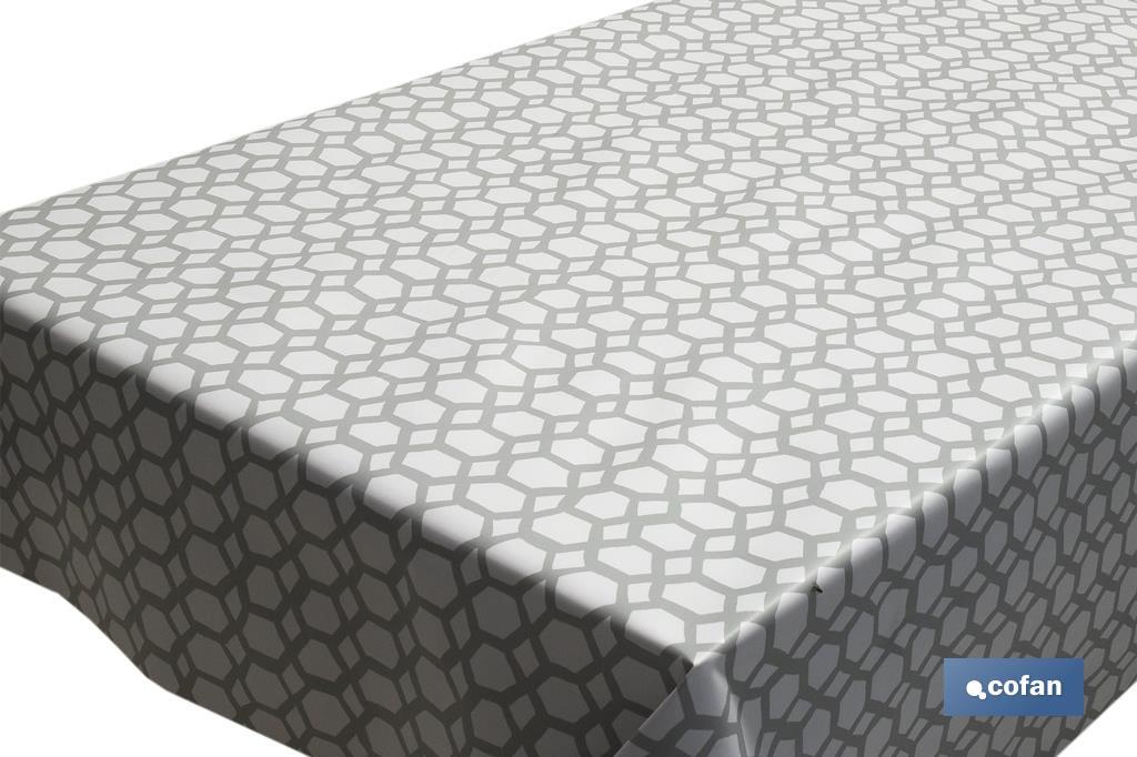 Rolo de toalha de mesa anti-manchas estampado com desenho de hexágonos | 50% algodão e 50 % PVC | Medidas: 1,40 x 25 m - Cofan