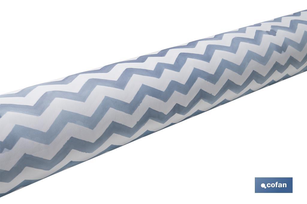 Rouleau de nappe antitache avec impression numérique avec un design avec des rayures | 50 % de coton et 50 % de PVC | Dimensions : 1,40 x 25 m
 - Cofan