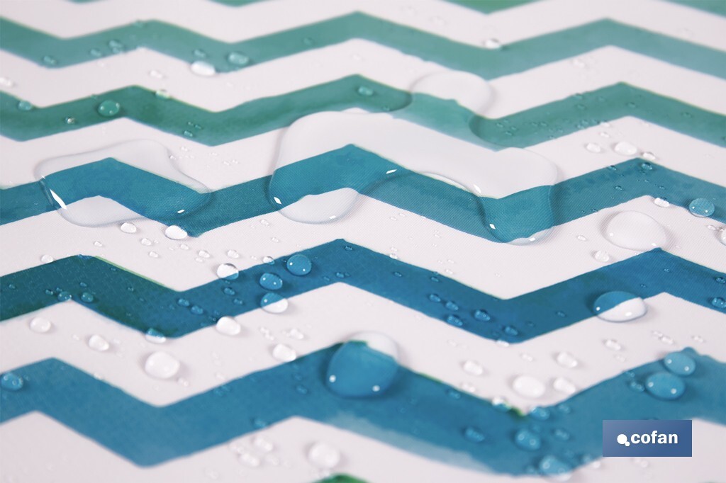 Rouleau de nappe antitache avec impression numérique avec un design avec des rayures | 50 % de coton et 50 % de PVC | Dimensions : 1,40 x 25 m
 - Cofan