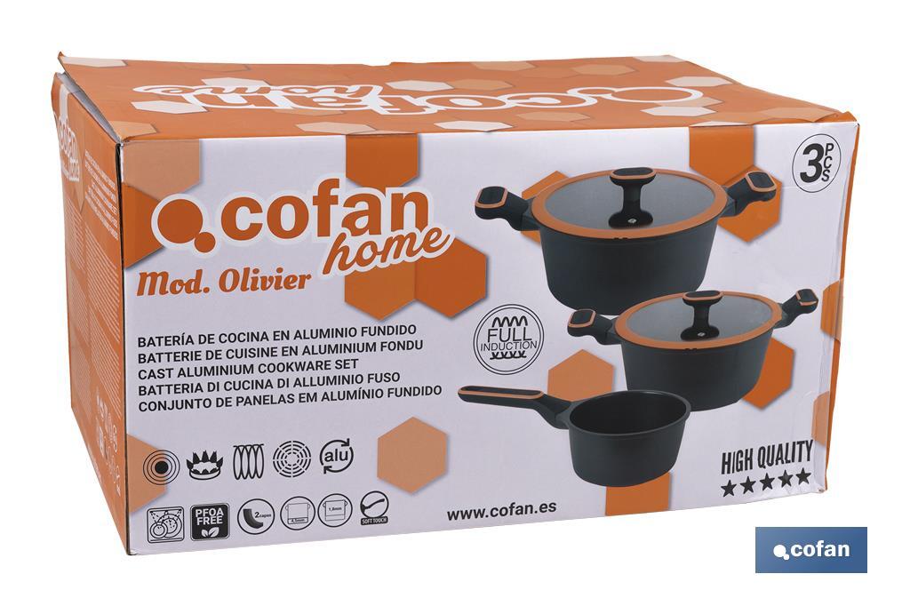 Full induction cookware set | 3 Pieces | Die-cast aluminium - Cofan