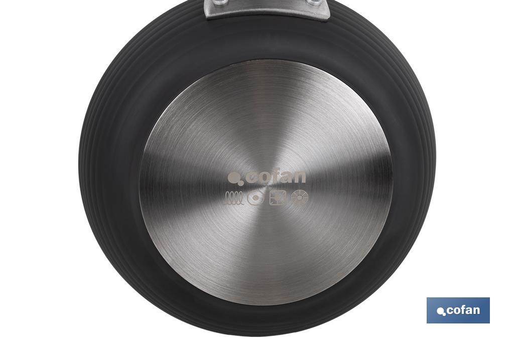 Pack de cacerola (4,3 litros) con tapa y cazo (1 litro) de acero inoxidable, sartén de inducción Ø20 cm - Cofan