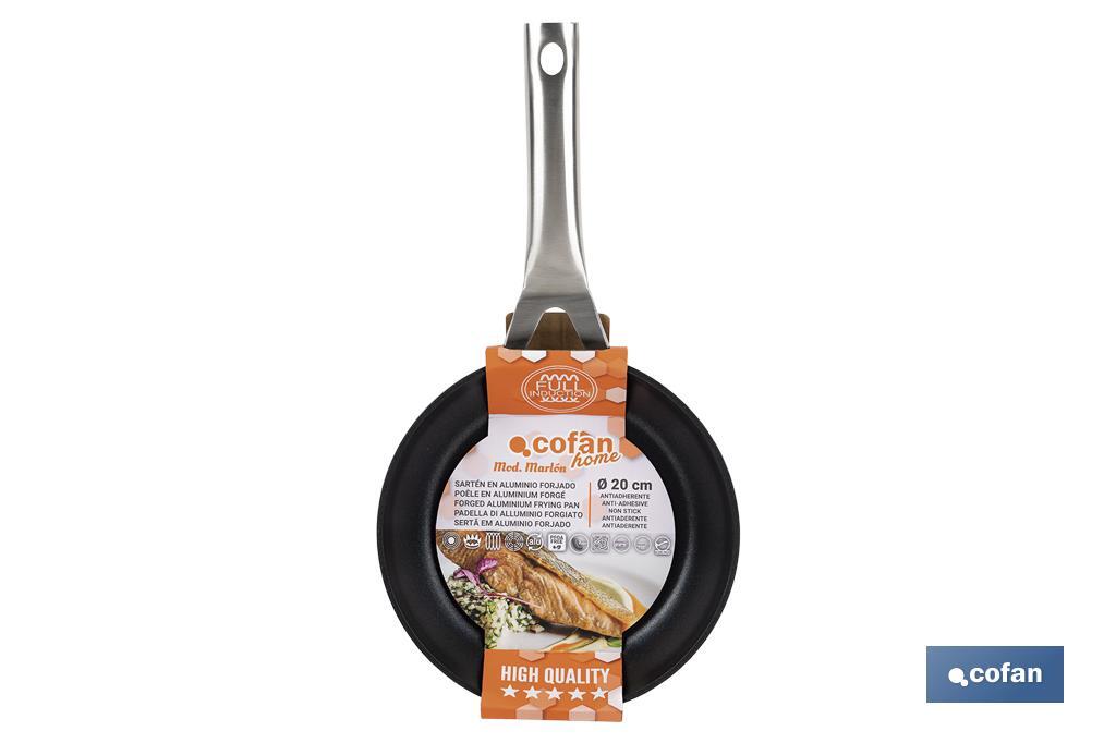 Pack de cacerola (4,3 litros) con tapa y cazo (1 litro) de acero inoxidable, sartén de inducción Ø20 cm - Cofan