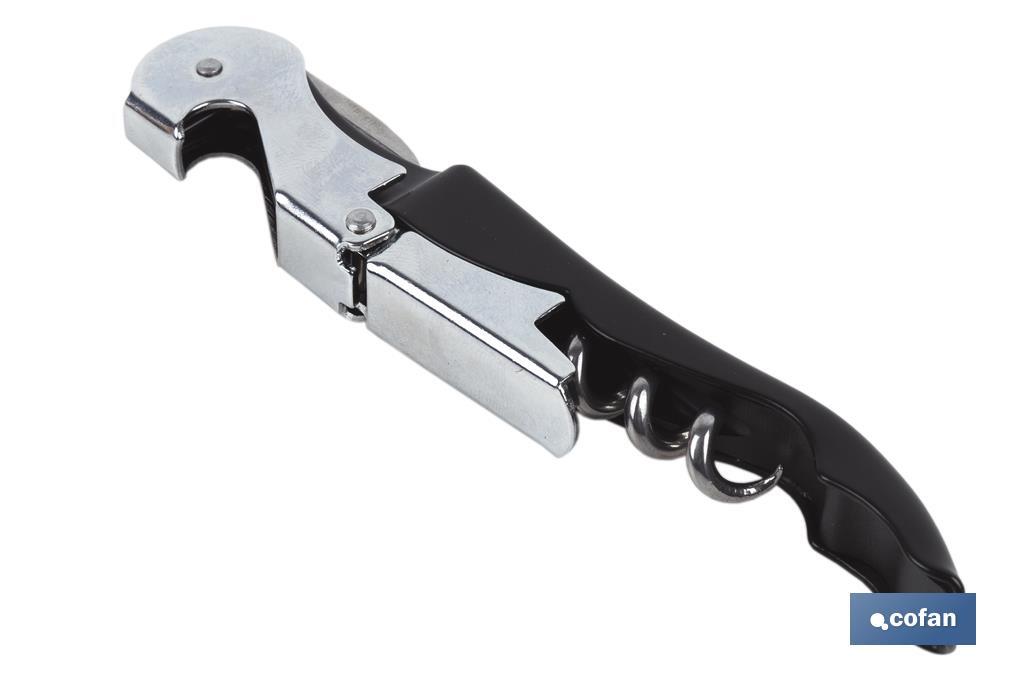 Professional corkscrew with foil cutter | Double-levered corkscrew | Stainless steel and polypropylene - Cofan