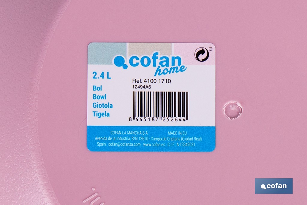 Bol Modelo Albahaca | Fabricado em polipropileno | Tigela de plástico | Várias Cores | Multiusos - Cofan