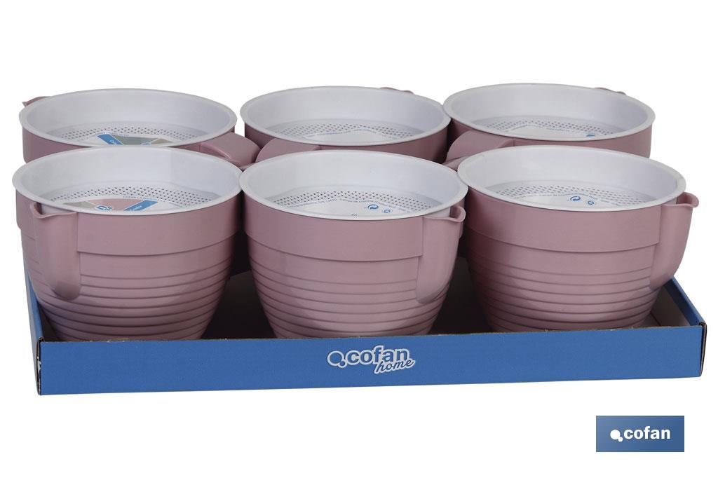 Grasera con colador de 500 ml Modelo Albahaca | Graseras de Cocina | Varios Colores | Medidas: 16,5 x 12 x 10 cm - Cofan