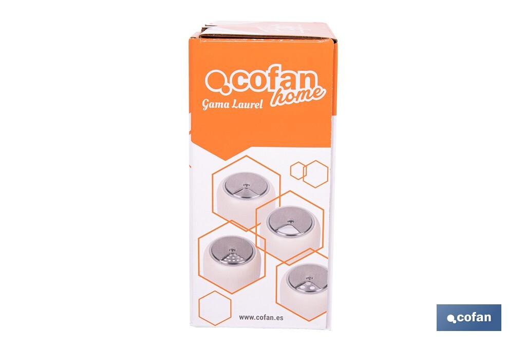 Set de salero y pimentero | Frascos de vidrio borosilicato | Soporte incluido | Tapas de color beige | Juego de 2 piezas | Capacidad: 120 ml - Cofan