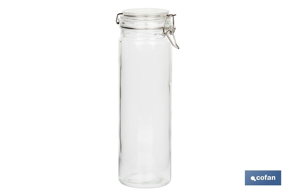 Set da 4 barattoli di vetro | Per la conservazione di alimenti | Capacità: 750 - 1150 - 1500 - 2100 ml - Cofan