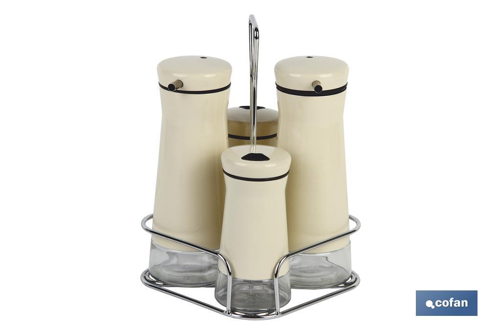 Set oliera da 4 pezzi | Capacità: 2 pezzi da 230 ml e 2 pezzi da 120 ml | Beige - Cofan