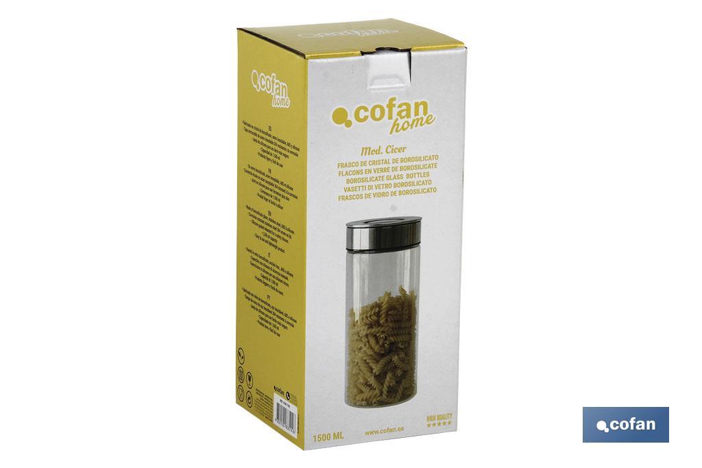 Barattolo di vetro borosilicato | Capacità: da 550 ml a 1900 ml | Adatto al contatto con gli alimenti - Cofan