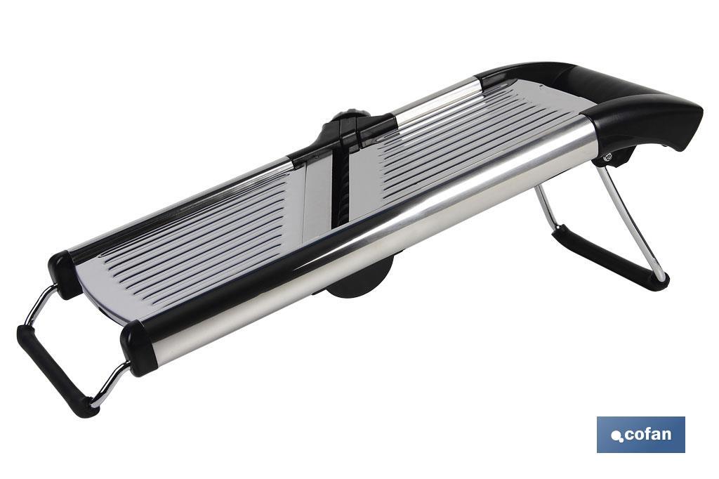 Stainless steel mandoline slicer | Size: 41.8 x 16.5 x 6.5cm | Cuts up to 6mm thick - Cofan