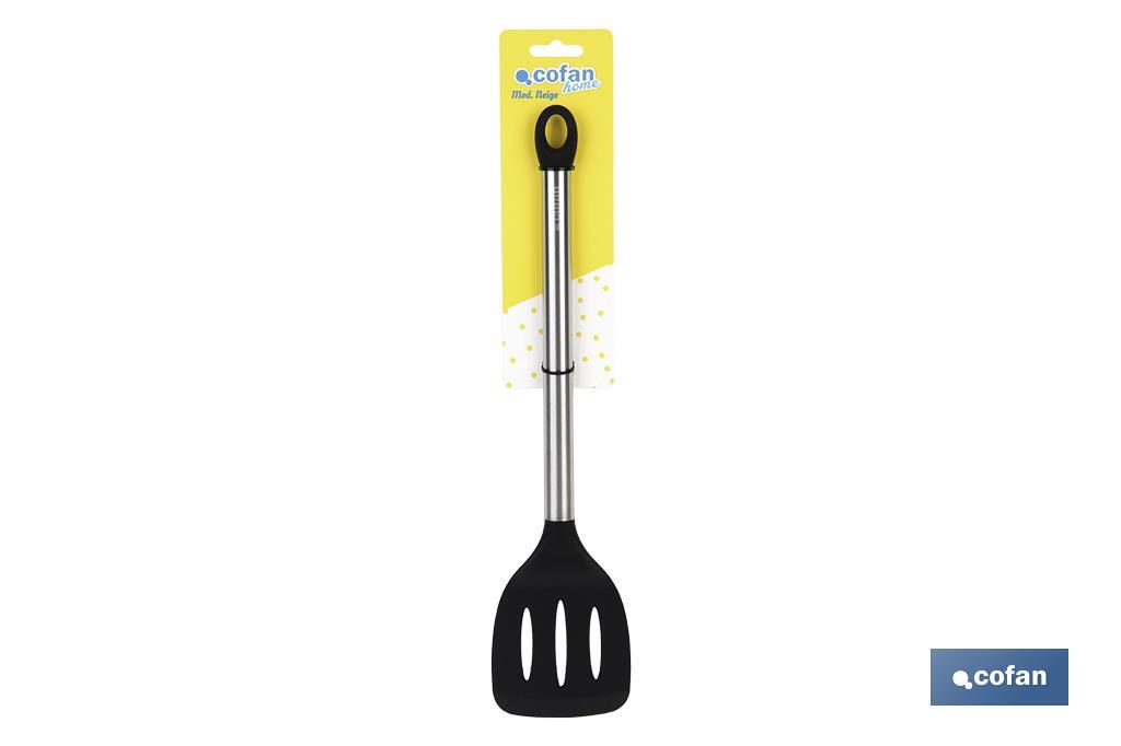 Slotted spatula | Neige Model | Silicone with stainless steel handle | Size: 35cm | Resistance up to 220°C - Cofan