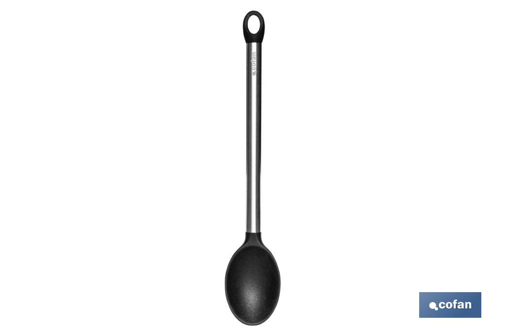 Kitchen spoon, Neige Model | Silicone with stainless steel handle | Size: 34cm | Resistance up to 220°C - Cofan