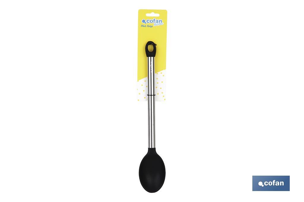 Colher de sopa modelo Neige I Silicone com cabo de aço inox I Medida 34 cm | Resistente até 220ºC - Cofan