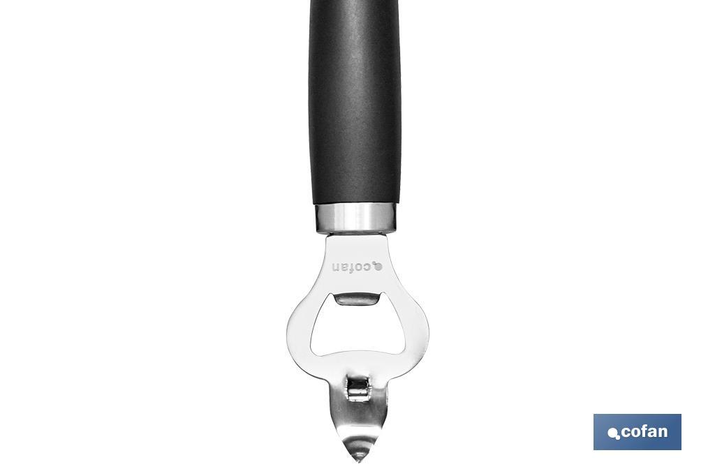 Bottle opener, Sena Model | Stainless steel with black ABS handle | Size: 18.5cm - Cofan