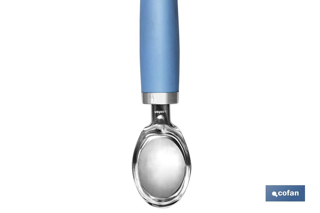 Ice cream scoop, Sena Model | Stainless steel with blue ABS handle | Size: 18cm - Cofan