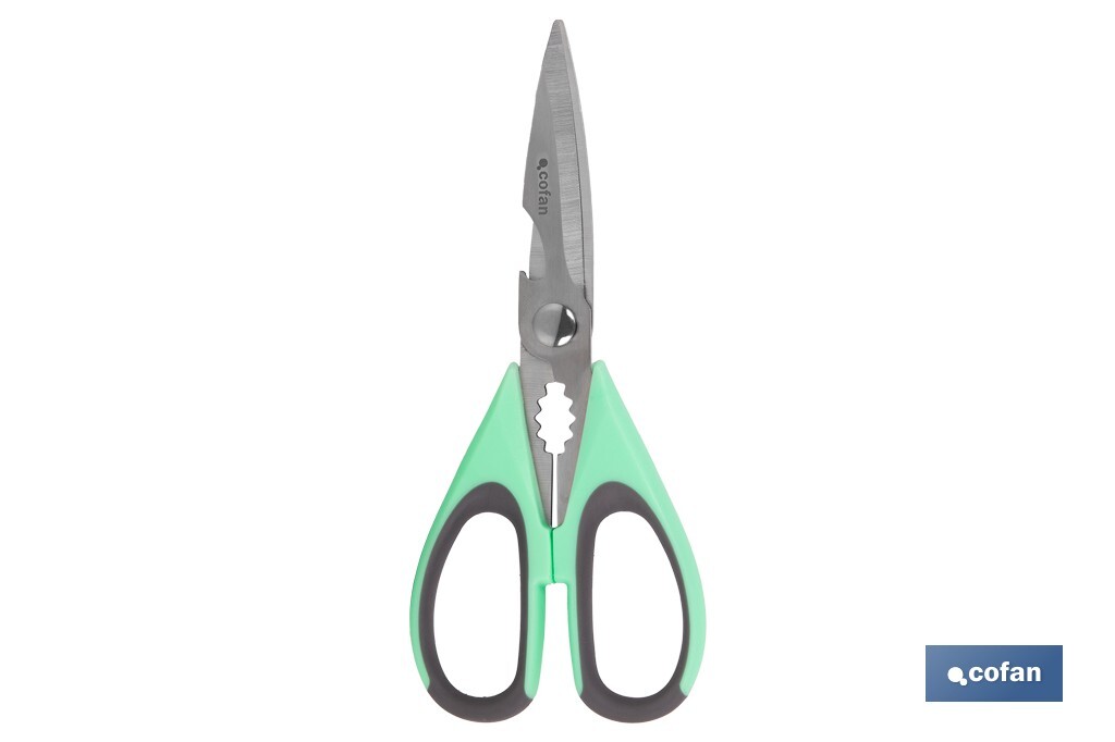 Multipurpose Scissors | Stainless Steel | Sena Model | Light green and purple | 22cm in length - Cofan