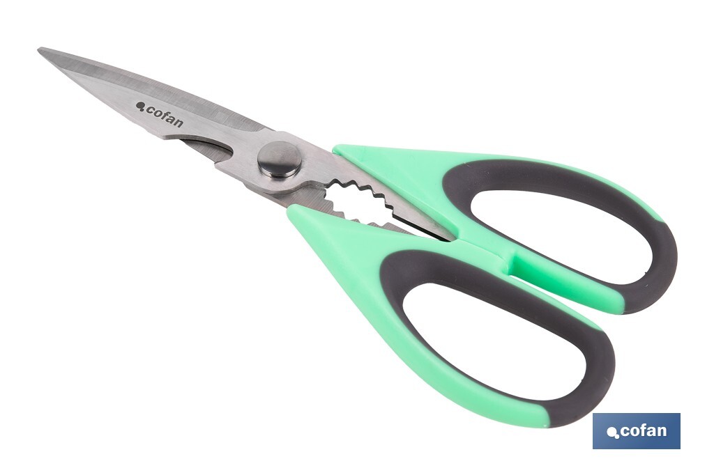 Multipurpose Scissors | Stainless Steel | Sena Model | Light green and purple | 22cm in length - Cofan