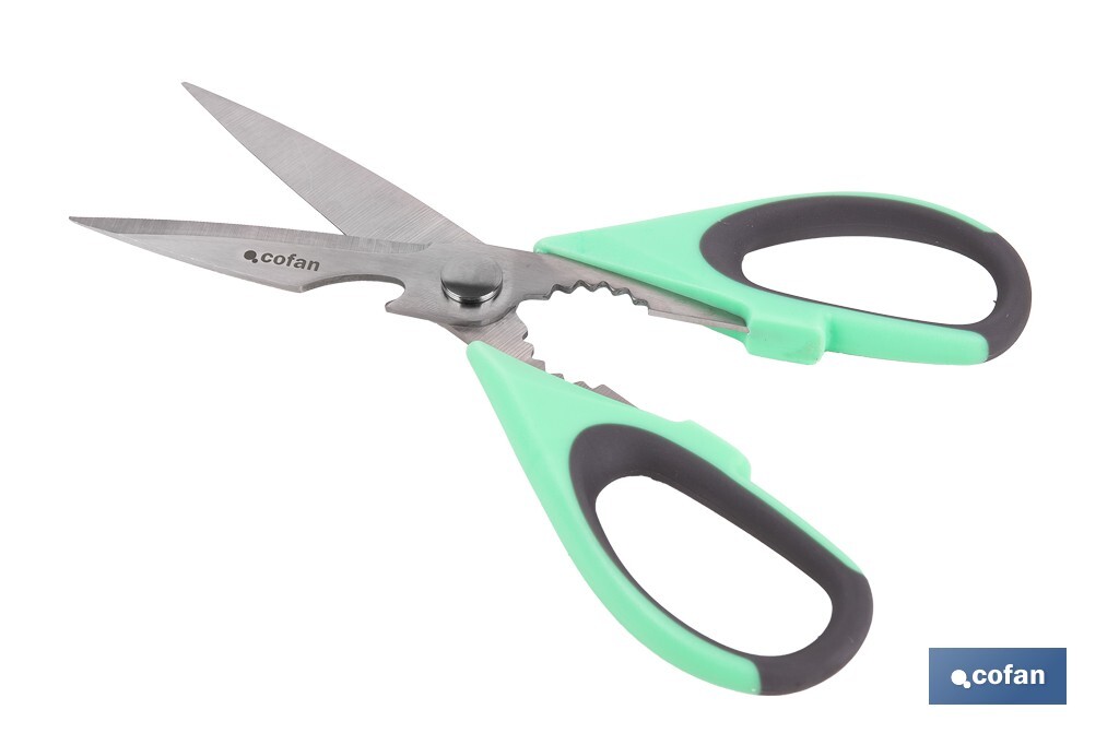 Ciseaux Multi-usages | Fabriqués en Acier Inox. | Modèle Sena | Couleur Vert Clair ou Violet | Longueur 22 cm - Cofan