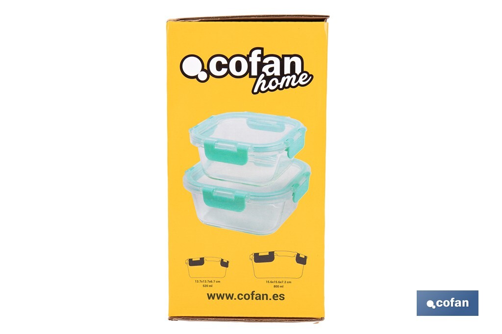 Set de 2 recipientes cuadrados Modelo Agatha - Cofan