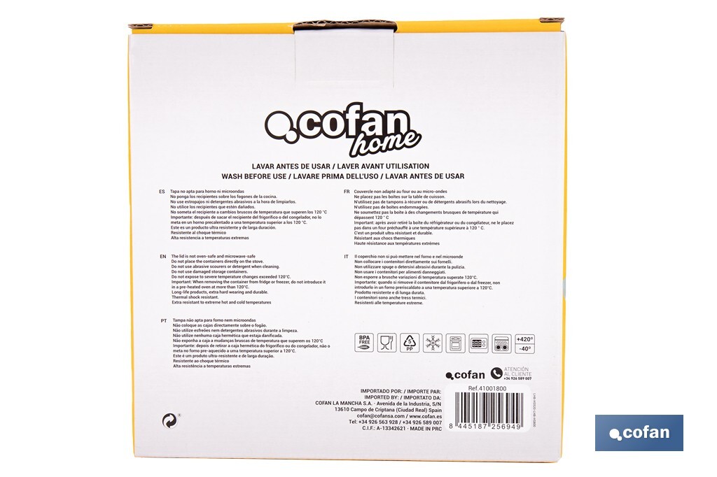 Set de 2 recipientes cuadrados Modelo Agatha - Cofan