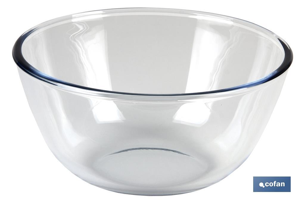 Set of 2 borosilicate glass round bowls, Baritina Model | 800ml-2,700ml capacity | Two bowls of different sizes - Cofan