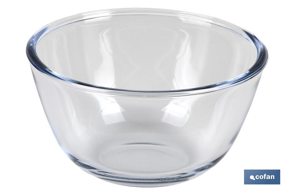 Set of 2 borosilicate glass round bowls, Baritina Model | 800ml-2,700ml capacity | Two bowls of different sizes - Cofan