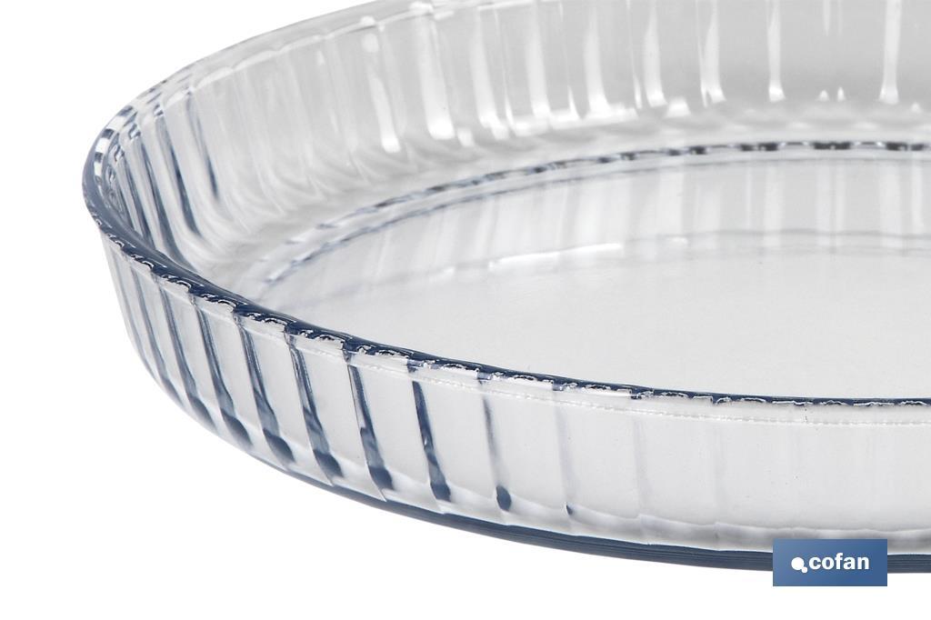 Round borosilicate glass baking dish, Baritina Model | 1,600ml Capcity | Size: 27.7 x 3.5cm | Weight: 900g - Cofan