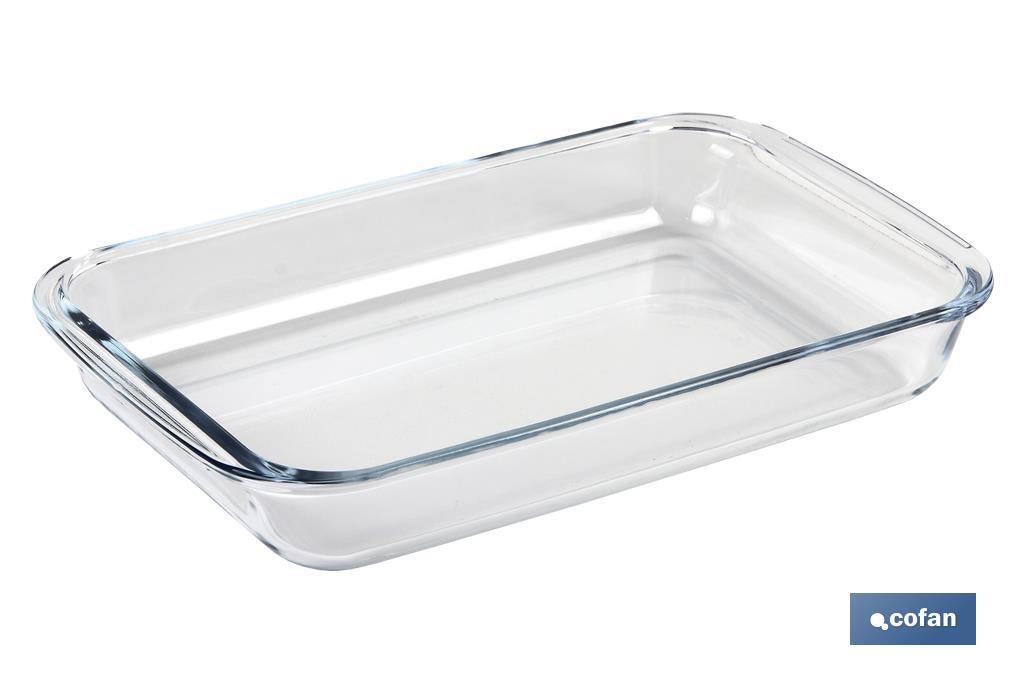 Set of 3 rectangular borosilicate glass baking dish, Baritina Model | 1,600-2,200ml-3,000ml Capacity - Cofan