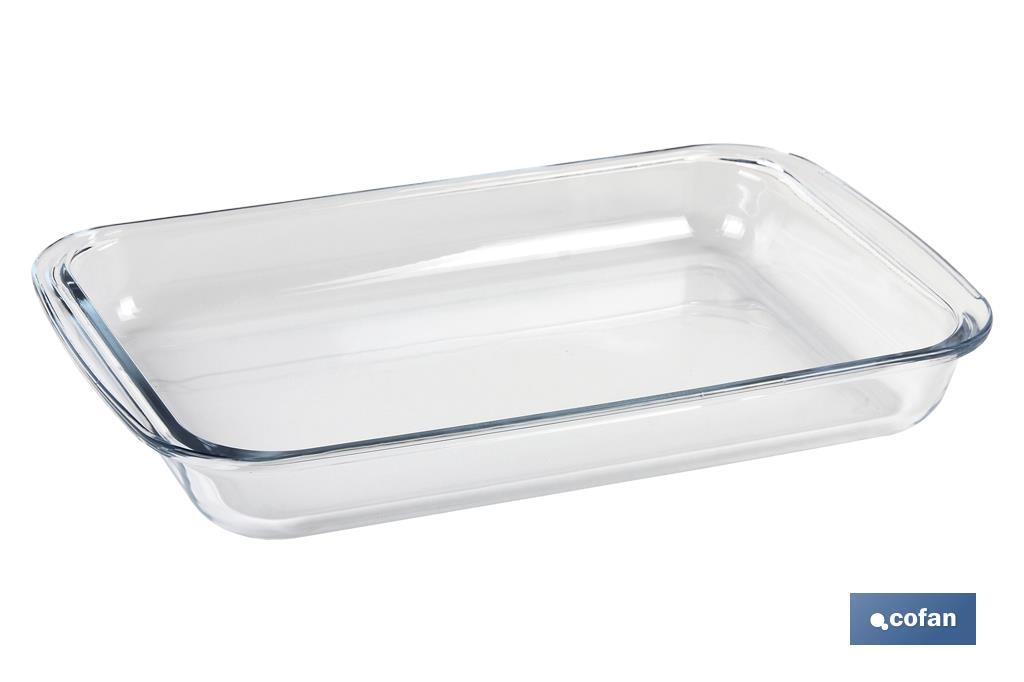 Set de 3 Plats Rectangulaires en Borosilicate | Modèle Baritina | Capacité : 1600 ml - 2200 ml - 3000 ml - Cofan