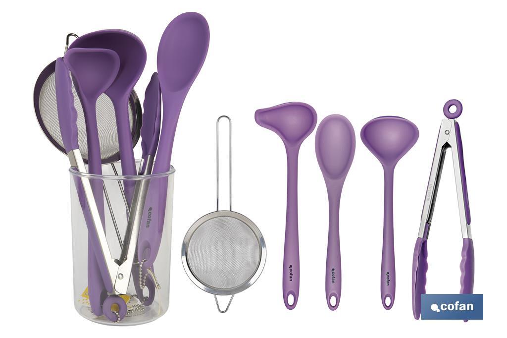 Set de 6 utensilios morados para cocina de la gama Vergini - Cofan