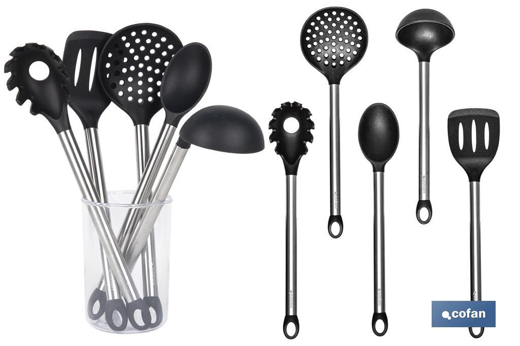 Conjunto de 6 utensílios de cozinha pretos da gama Neige - Cofan