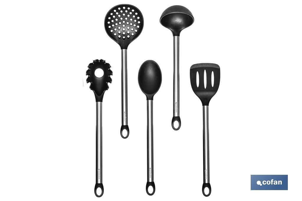 Conjunto de 6 utensílios de cozinha pretos da gama Neige - Cofan