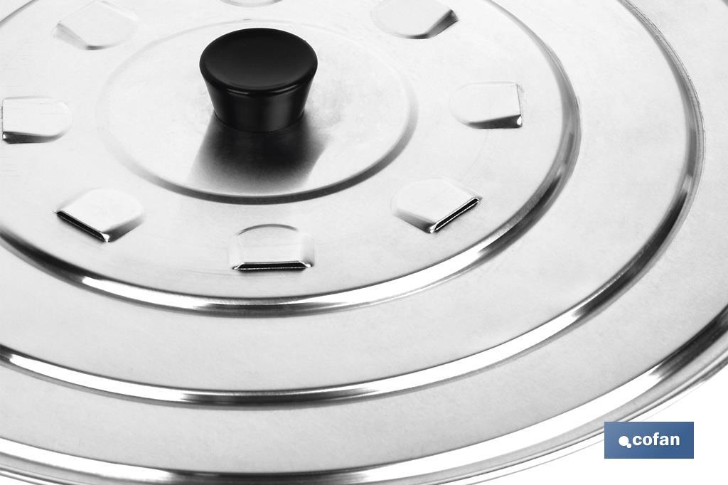 Aluminium lid with steam vents and ABS knob - Cofan