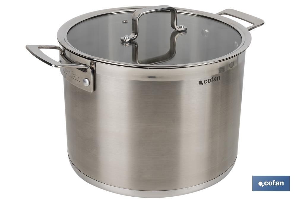 Stainless-steel pots | Available in different capacities | Lid included | Cadenza Model - Cofan