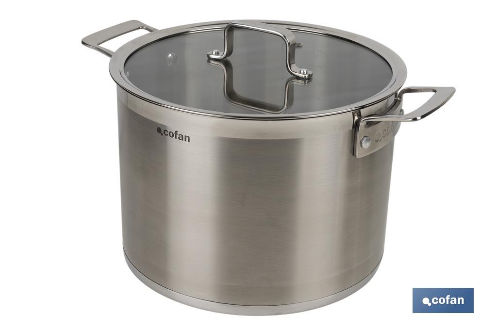 Stainless-steel pots | Available in different capacities | Lid included | Cadenza Model - Cofan