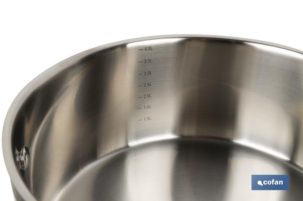 Stainless-steel pots | Available in different capacities | Lid included | Cadenza Model - Cofan